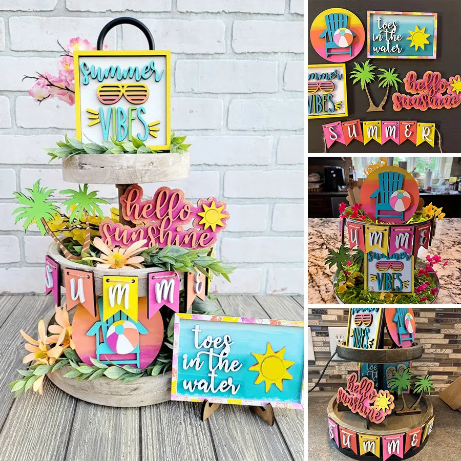 Summer Tiered Tray Set decor